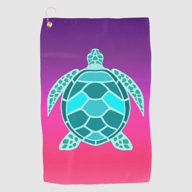 Serviette De Golf Tortue turquoise bleu vert turquoise (Devant)