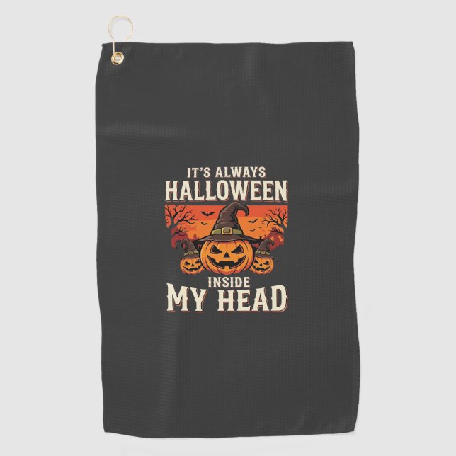 Serviette De Golf Toujours citrouille de Halloween Sorcière Design_1 (Devant)