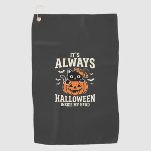 Serviette De Golf Toujours Halloween Chat Noir Design de Citrouille