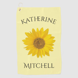Serviette De Golf Tournesol Jaune Nom Personnalisé