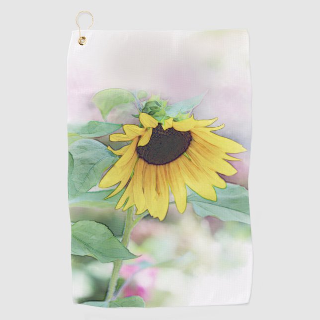 Serviette De Golf 'Tournesol timide' (Devant)