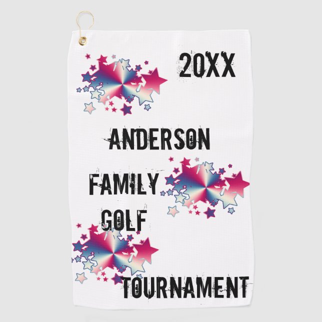 Serviette De Golf Tournoi de golf de la famille patriotique USA Star (Devant)