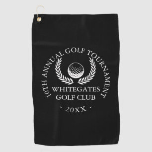 Serviette De Golf Tournoi de golf personnalisé en club noir et blanc