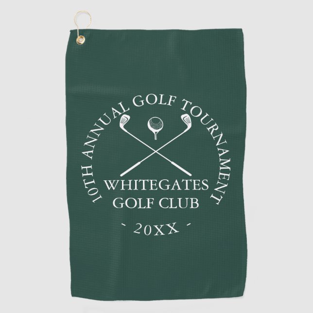 Serviette De Golf Tournoi de golf sur mesure Émeraude Vert (Devant)