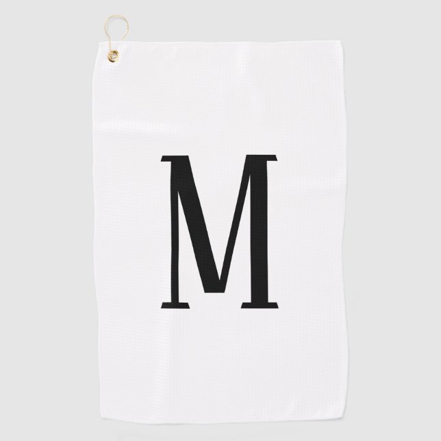 Serviette De Golf Toute lettre | Couleurs noires et blanches ou do-i (Devant)