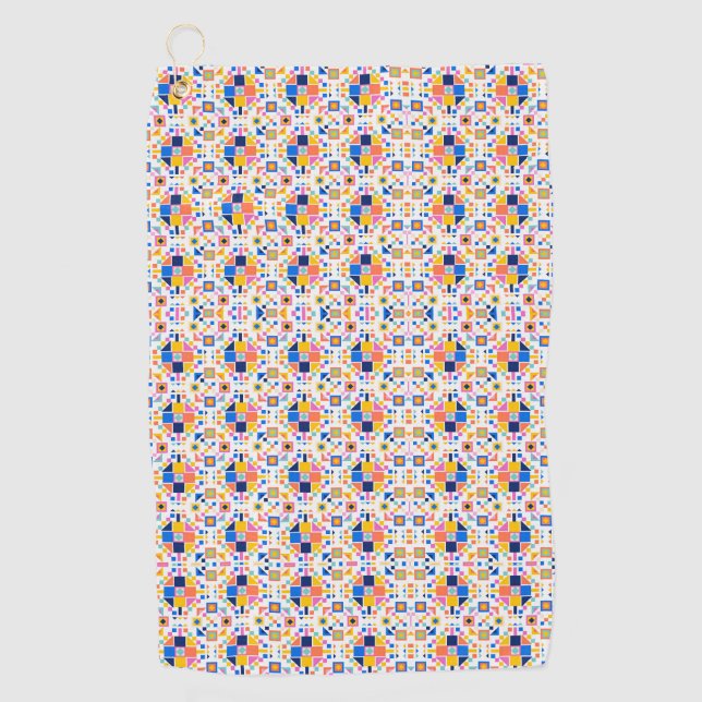 Serviette De Golf Towel with intricate, colorful geometric pattern  (Devant)