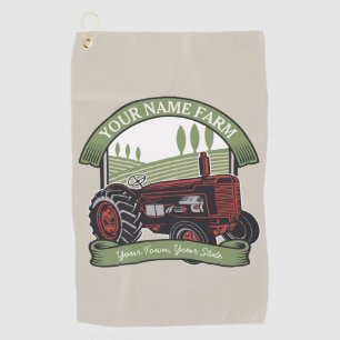 Serviette De Golf Tracteur de ferme personnalisé vintage Pays fermie