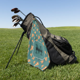 Serviette De Golf Tranches de pizza cool motif sarcelle vintage Mono
