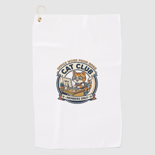 Serviette De Golf Travail à domicile pour chat amateur de chat - Bur (Devant)