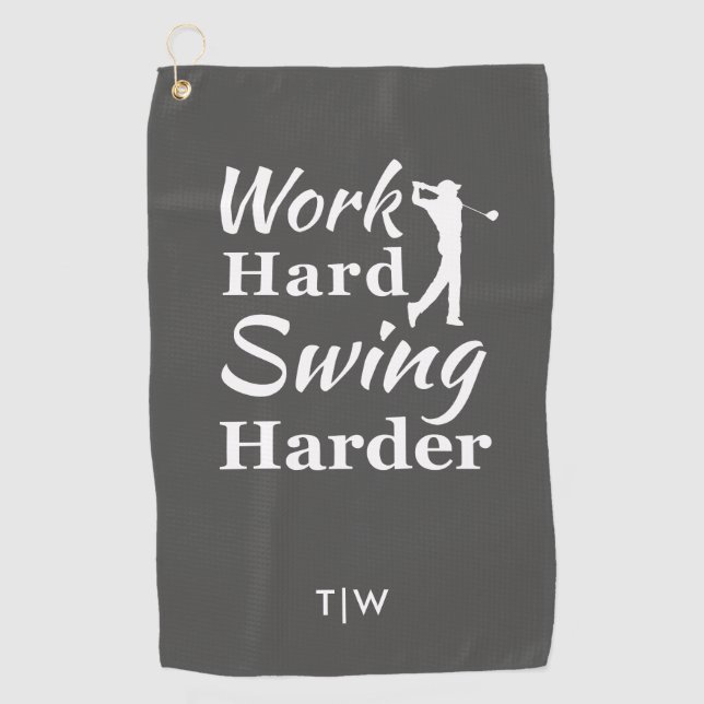 Serviette De Golf Travailler dur coudre Harder Funny Golf Thème (Devant)