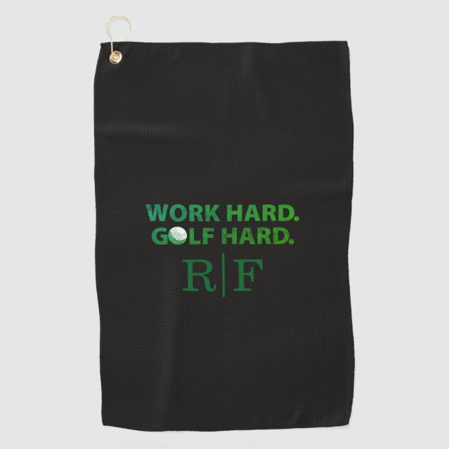 Serviette De Golf Travaillez Fort Golf Fort Monogramme Initial Retro (Devant)