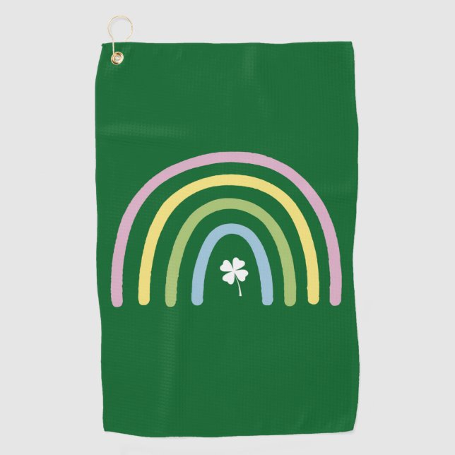 Serviette De Golf Trèfle à quatre feuilles Arc-en-ciel Fête de la Sa (Devant)