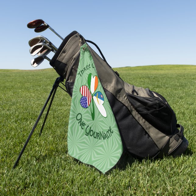 Serviette De Golf Trèfle personnalisé avec drapeau Açores Irlande Ét (Vert)
