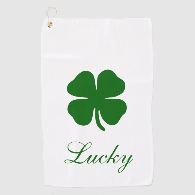 Serviette De Golf Trèfle Vert Chanceux Personnalisé (Devant)