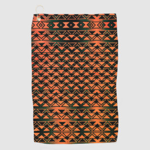 Serviette De Golf Triangles ZigZag sur sépia dégradé, saumon orange