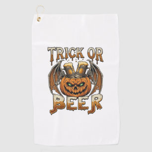 Serviette De Golf Trick Or Beer Halloween Citrouille Squelette Ailes