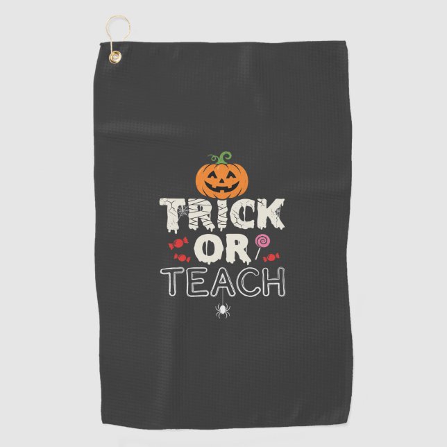 Serviette De Golf Trick or Teach Halloween Teacher Design (2)_1 (Devant)