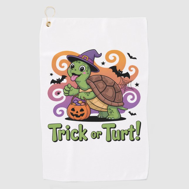 Serviette De Golf Trick ou Turt Funny Turtle Halloween (Devant)