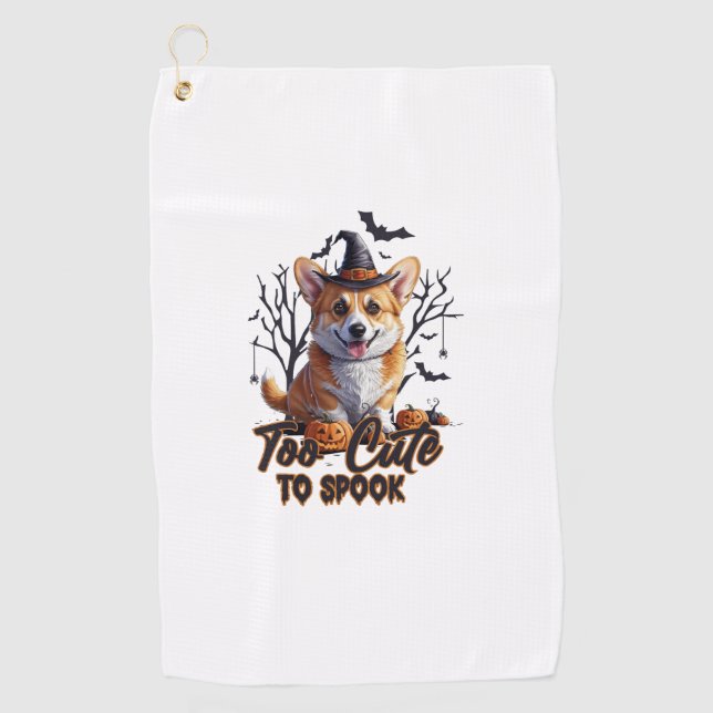 Serviette De Golf Trop mignon pour effrayer drôle d'Halloween chien  (Devant)