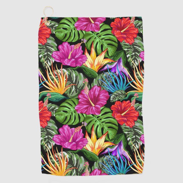 Serviette De Golf Tropical Floral Motif d'humeur estivale (Devant)
