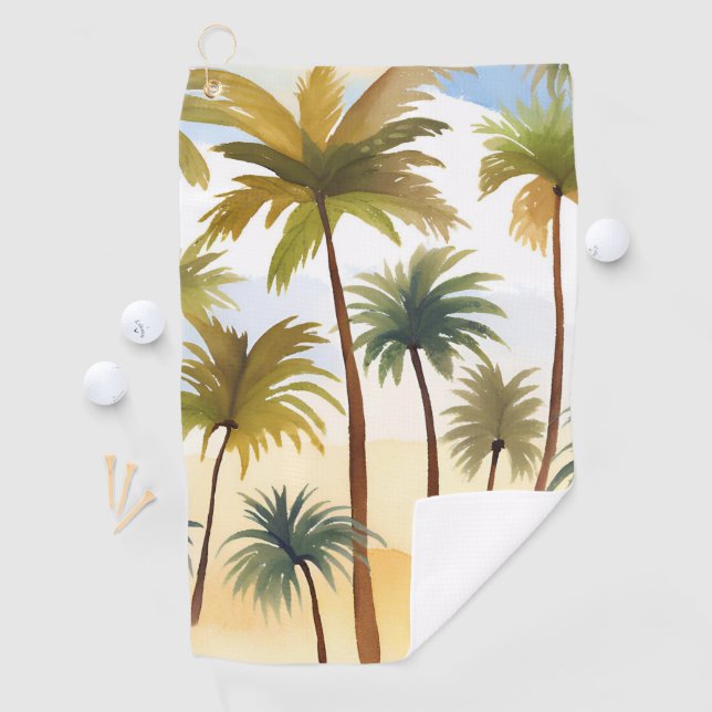 Serviette De Golf Tropical Palm Trees | Beach Watercolor Painting (En situation)