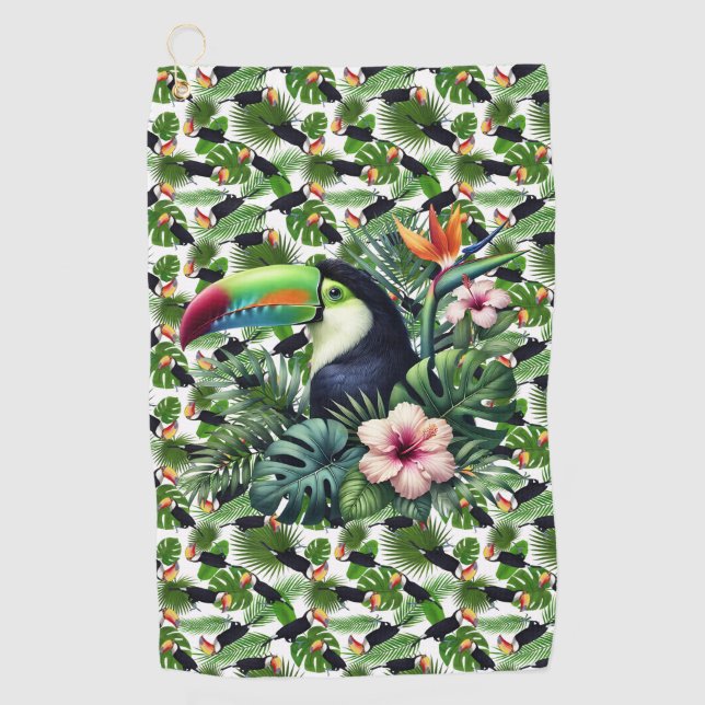 Serviette De Golf Tropical Toucan Birds. (Devant)