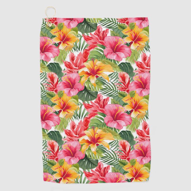 Serviette de golf tropicale florale (Devant)