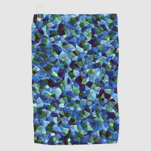 Serviette De Golf Trou de mosaïque irrégulière verte et bleue recouv