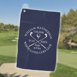 Serviette De Golf Trou en un bleu marine personnalisé