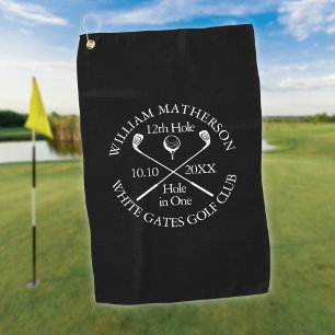 Serviette De Golf Trou en un noir et blanc personnalisé