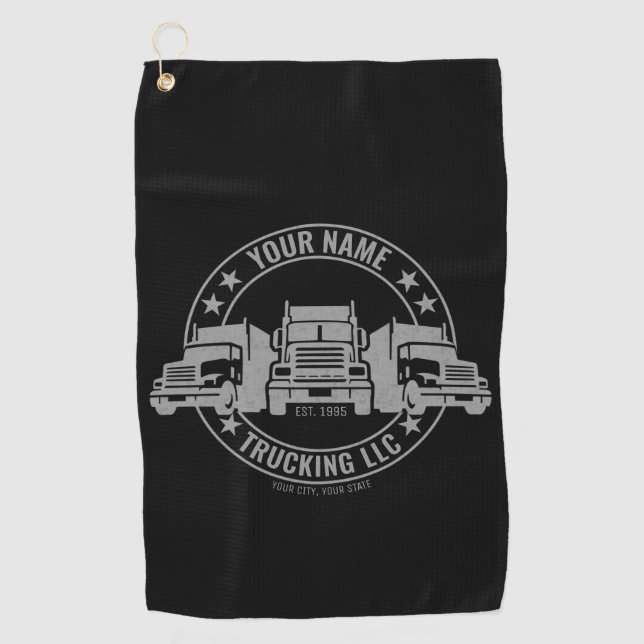 Serviette De Golf Trucker personnalisé Big Rig Semi Camion Camion (Devant)