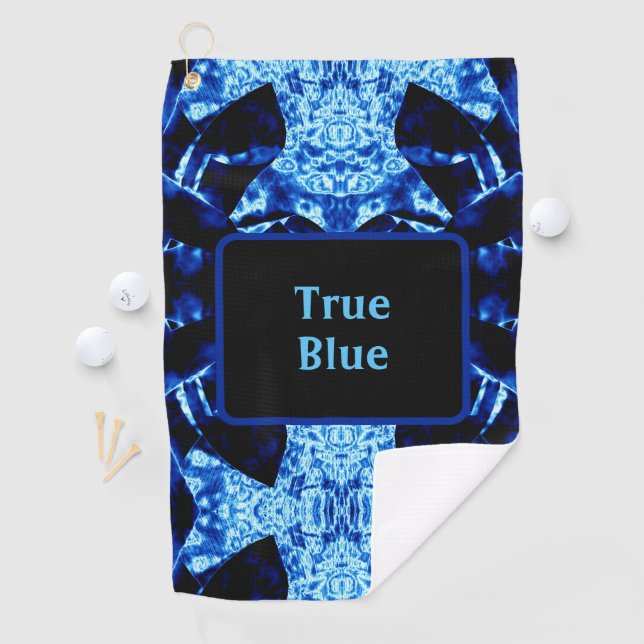 Serviette De Golf True Blue Edgy Abstrait Personnalisé avec le nom (En situation)