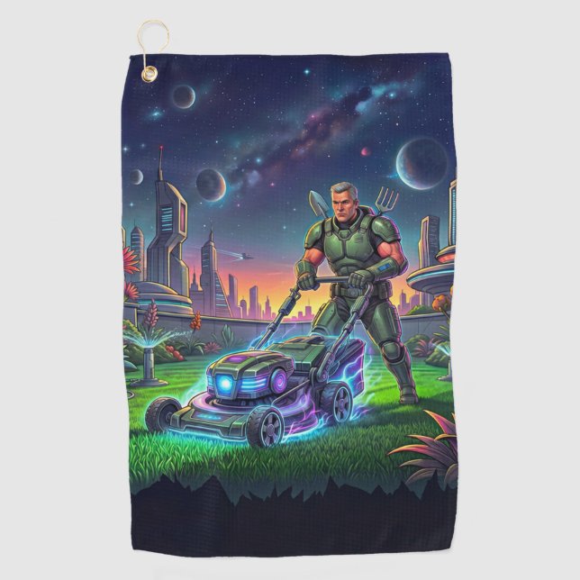 Serviette de golf Tueur de pelouse astronaute de b (Devant)