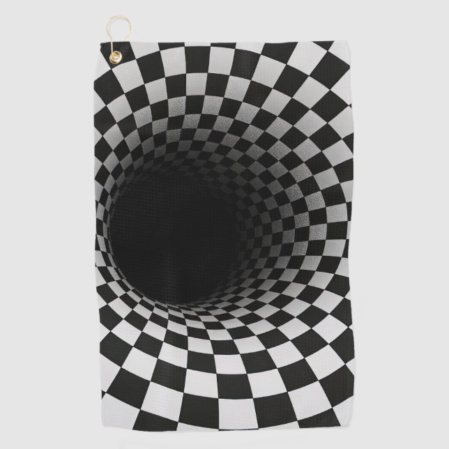 Serviette De Golf Tunnel d'illusion optique en noir et blanc (Devant)