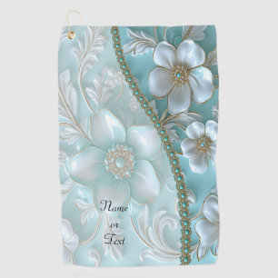 Serviette De Golf Turquoise Blanc Floral Golf Towne
