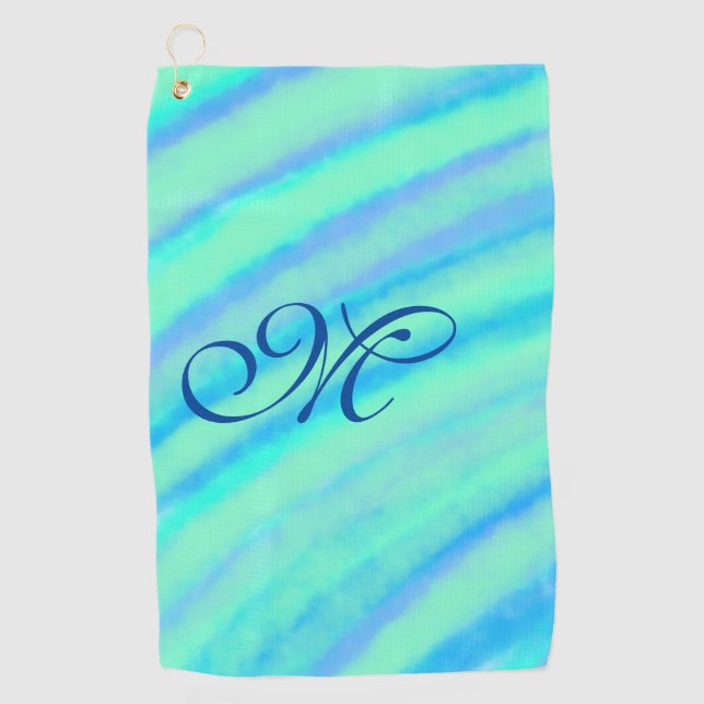 Serviette De Golf Turquoise bleu vert filigranes ajouter votre monog (Devant)