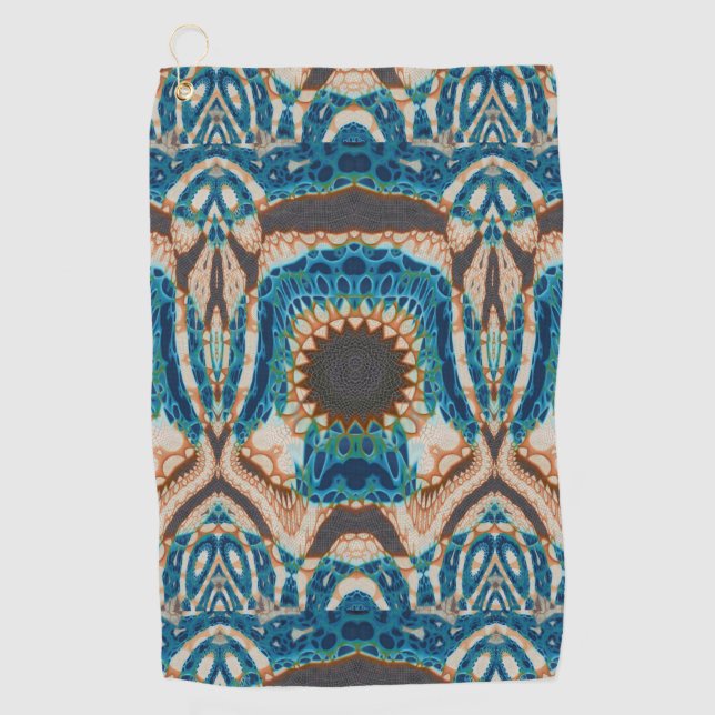 Serviette De Golf Turquoise Gold Sun Southwestern Art (Devant)