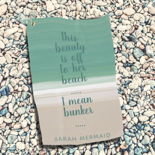 Serviette De Golf Turquoise Ocean Beach Sand Funny Bunker Citation