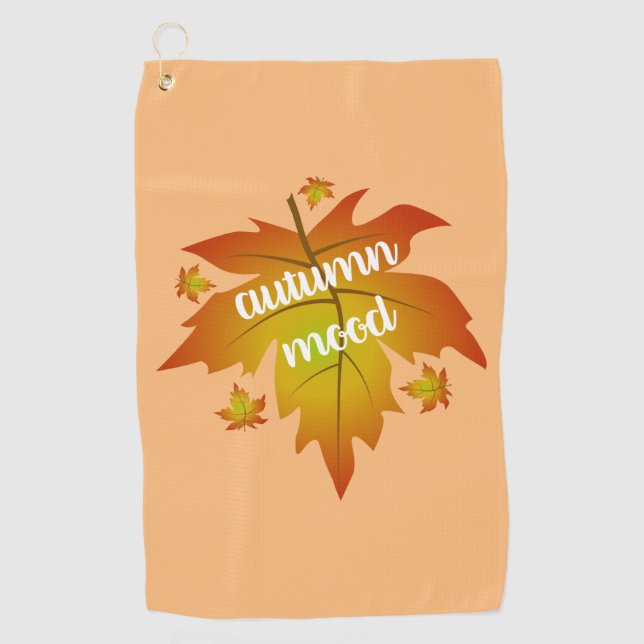 Serviette De Golf Typographie de l'humeur d'automne feuille d'érable (Devant)