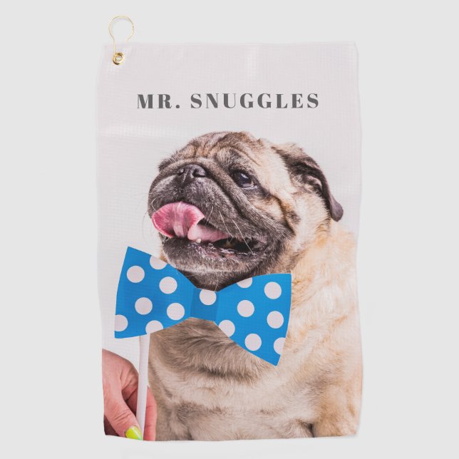 Serviette De Golf Typographie et photo des noms d'animaux familiers (Devant)