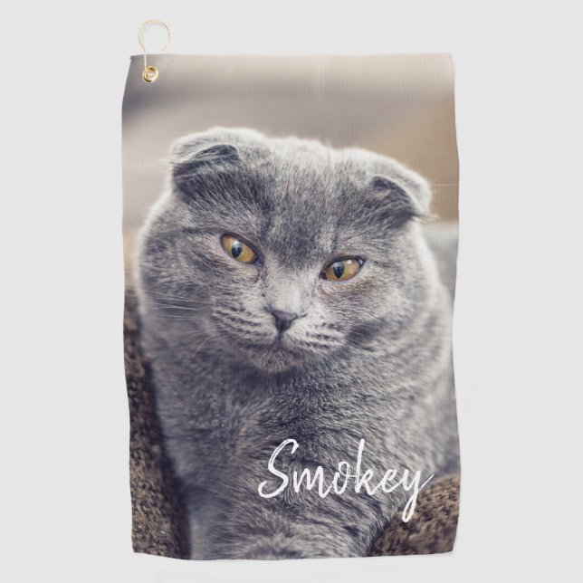 Serviette De Golf Typographie et photo des noms d'animaux familiers (Devant)