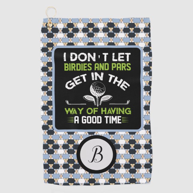 Serviette De Golf Typographie humoristique monogramme  (Devant)