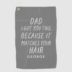 Serviette De Golf Typographie moderne drôle papa gris cheveux fête d