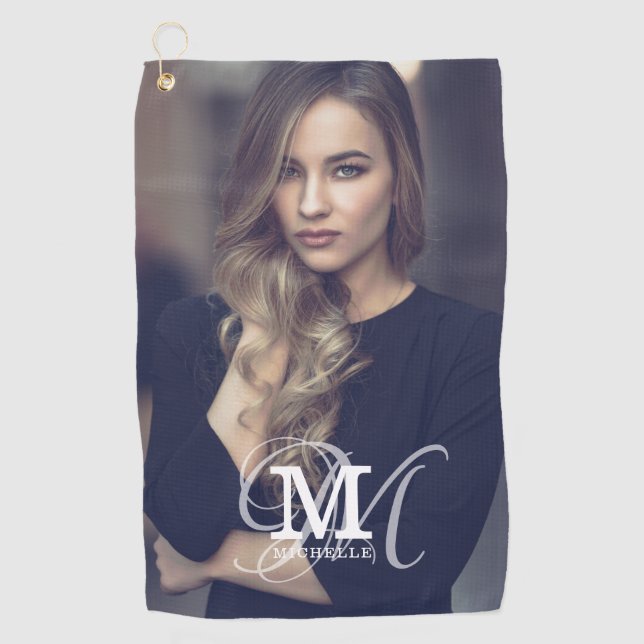 Serviette De Golf Typographie personnalisée des photos et des noms (Devant)