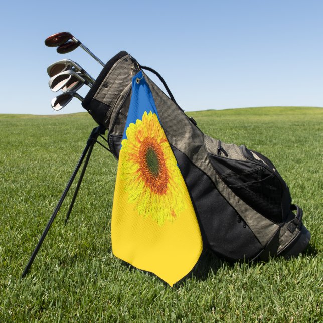 Serviette De Golf Ukraine Tournesol & drapeau ukrainien / Fleur (Vert)