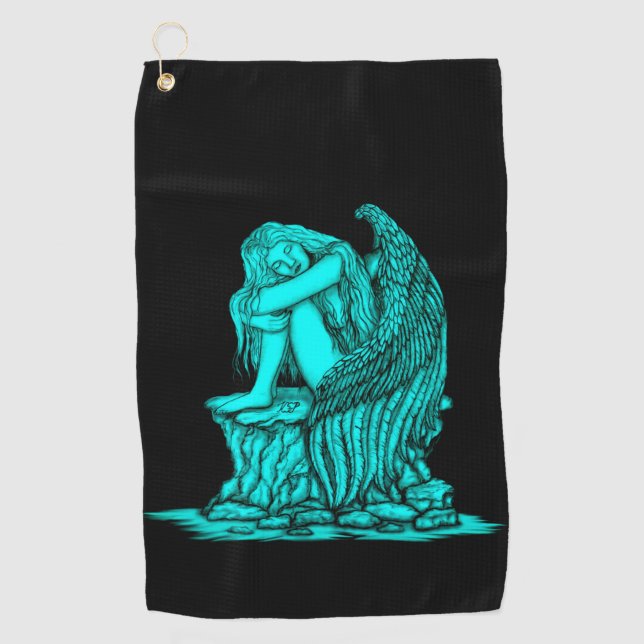 Serviette De Golf Un ange endormi sur la pierre (Devant)