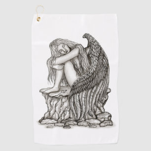 Serviette De Golf Un ange endormi sur la pierre
