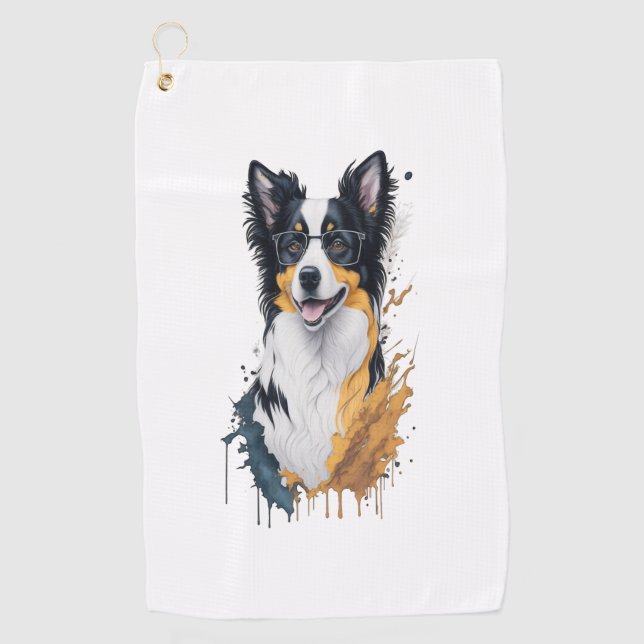 Serviette De Golf Un chien mignon Bordure Collie (Devant)