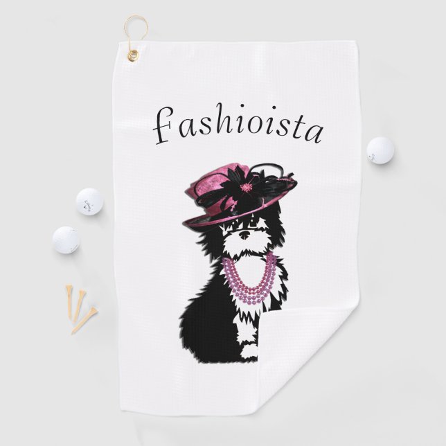 Serviette De Golf Un chiot tout habillé en rose (En situation)