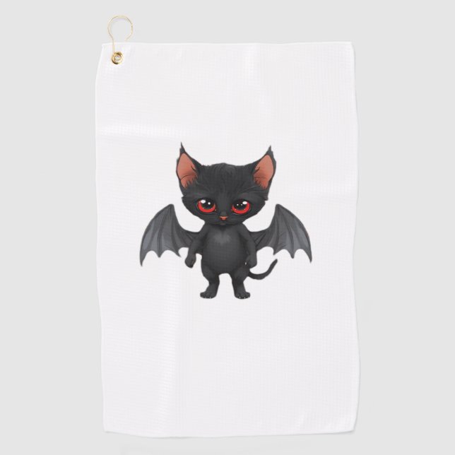 Serviette De Golf Un démon de chat la nuit d'Halloween Classic T-shi (Devant)